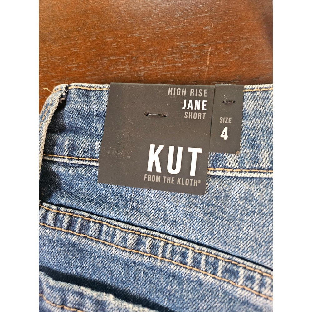 KUT FROM THE KLOTH Jane Shorts Womens 4 Blue High Rise Button Fly Distressed - Picture 4 of 6